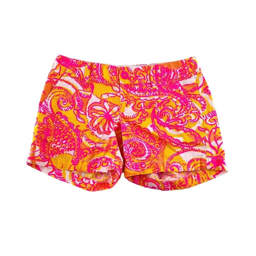Lilly Pulitzer Womens Pink & Orange Printed Shorts Size‎ 0 The Callahan Short